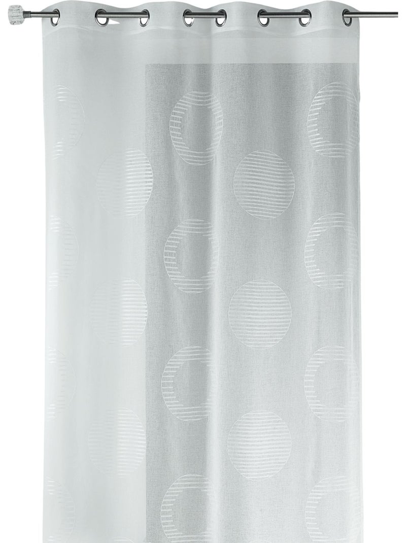 Tenda trasparente ricamata con motivi rotondi e cerchi a strisce Bianco - Kiabi