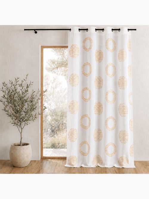Tenda trasparente ricamata con motivi rotondi e cerchi a strisce - Kiabi Tenda trasparente ricamata con motivi rotondi e cerchi a strisce - Kiabi
