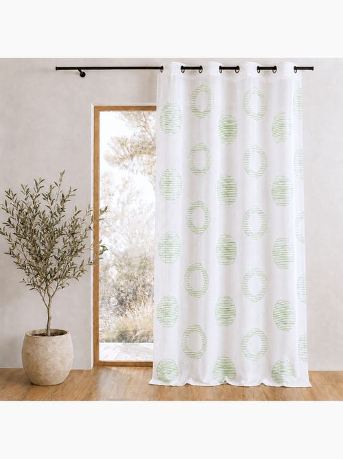Tenda trasparente ricamata con motivi rotondi e cerchi a strisce - Kiabi Tenda trasparente ricamata con motivi rotondi e cerchi a strisce - Kiabi