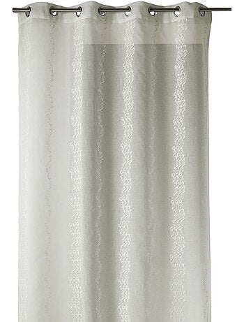 Tenda trasparente ricamata con sottili righe verticali stilizzate