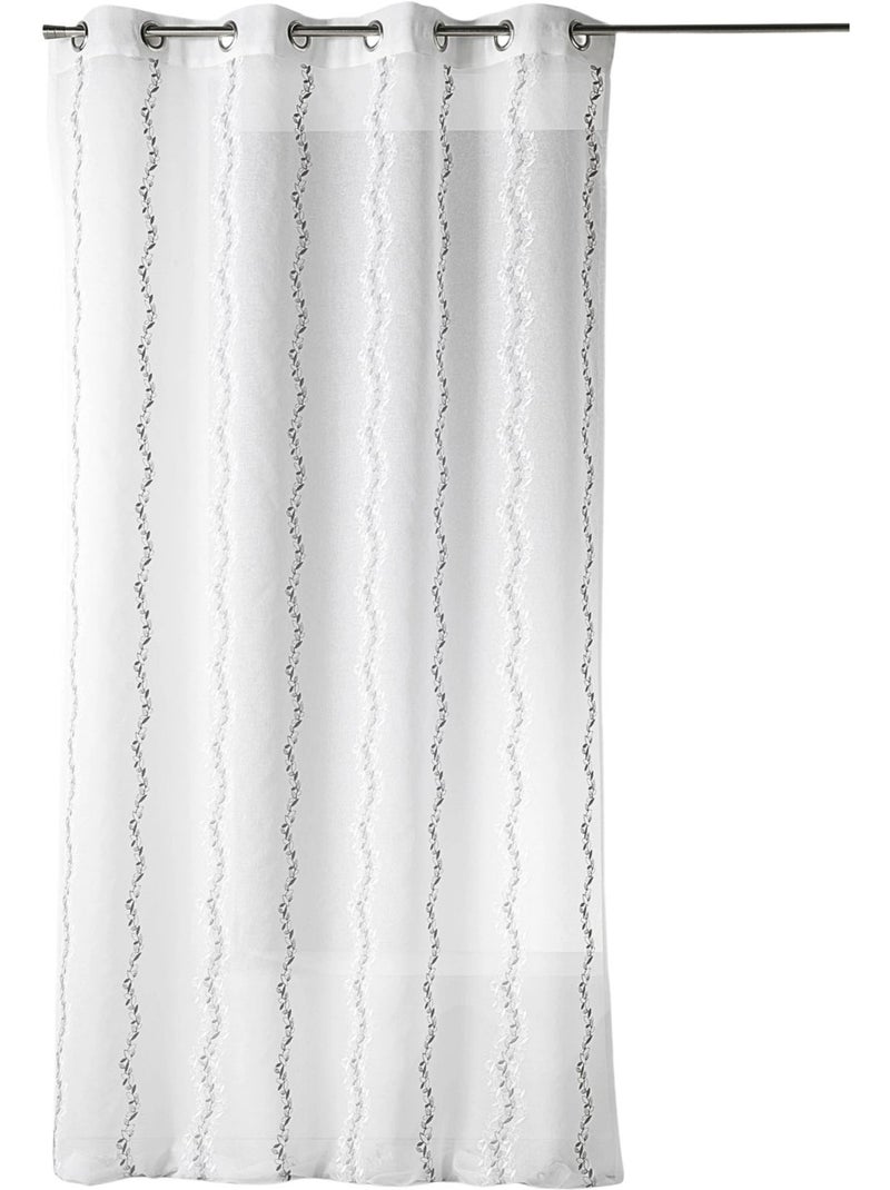 Tenda trasparente ricamata con sottili righe verticali stilizzate Bianco - Kiabi