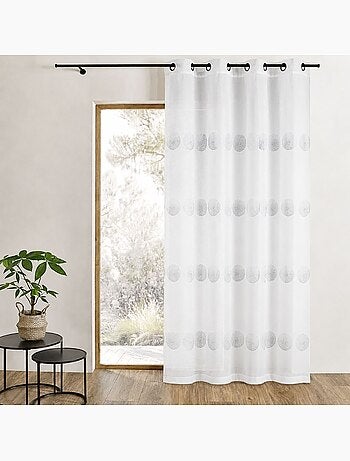 Tenda trasparente ricamata con strisce orizzontali a pois