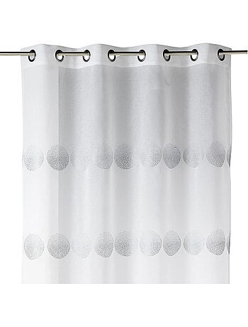 Tenda trasparente ricamata con strisce orizzontali a pois