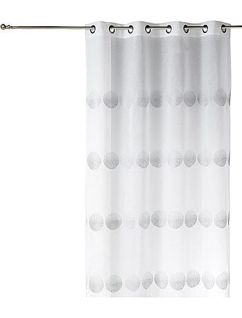 Tenda trasparente ricamata con strisce orizzontali a pois