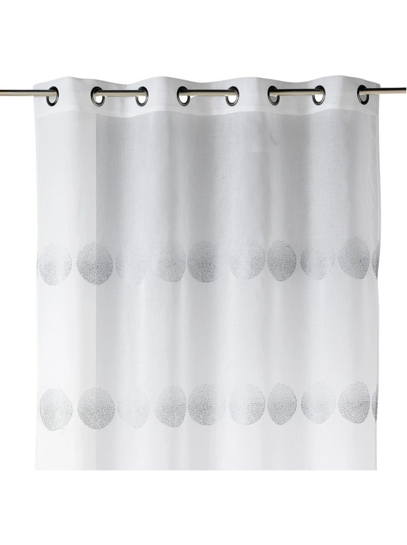 Tenda trasparente ricamata con strisce orizzontali a pois Bianco - Kiabi