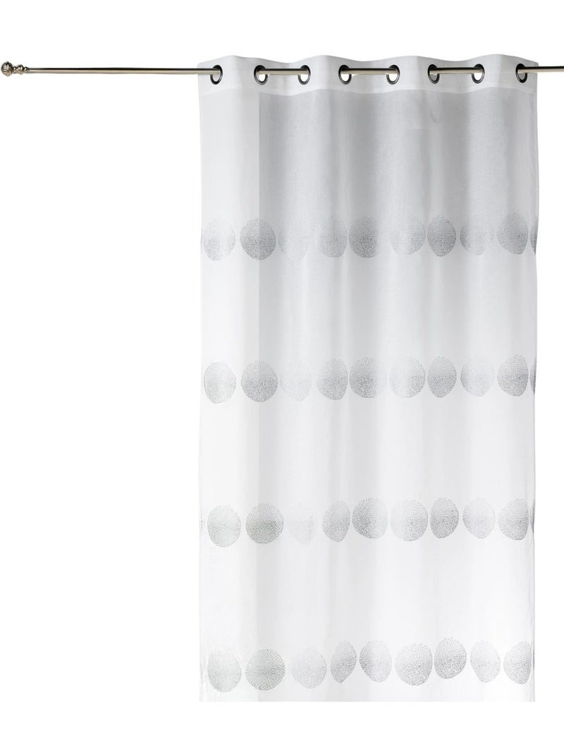 Tenda trasparente ricamata con strisce orizzontali a pois Bianco - Kiabi