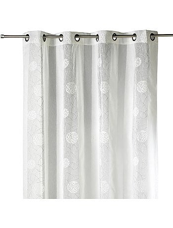 Tenda trasparente ricamata in organza con motivi circolari