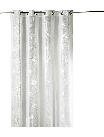 Tenda trasparente ricamata in organza con motivi circolari