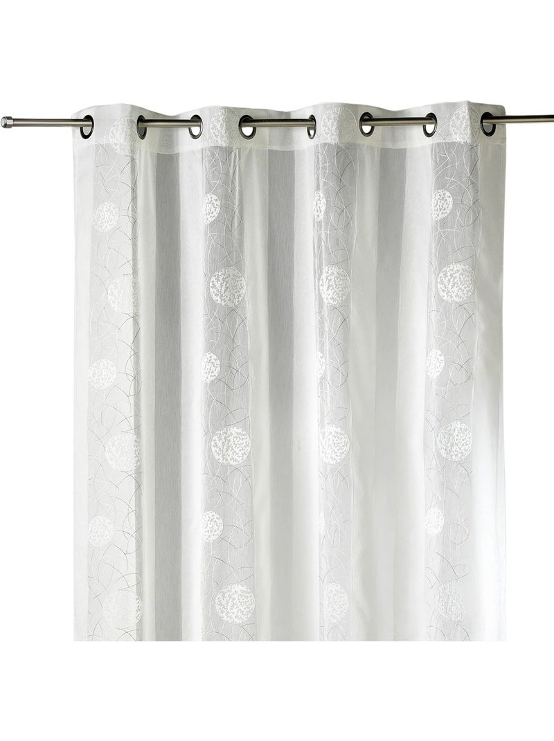 Tenda trasparente ricamata in organza con motivi circolari Avorio - Kiabi