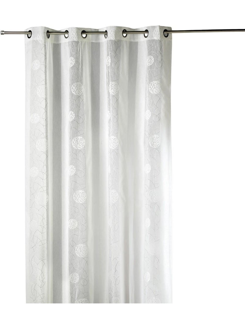 Tenda trasparente ricamata in organza con motivi circolari Avorio - Kiabi