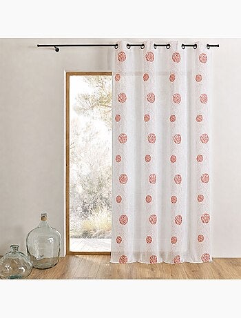 Tenda trasparente ricamata in organza con motivi circolari
