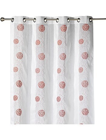 Tenda trasparente ricamata in organza con motivi circolari
