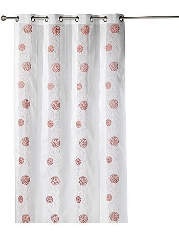 Tenda trasparente ricamata in organza con motivi circolari