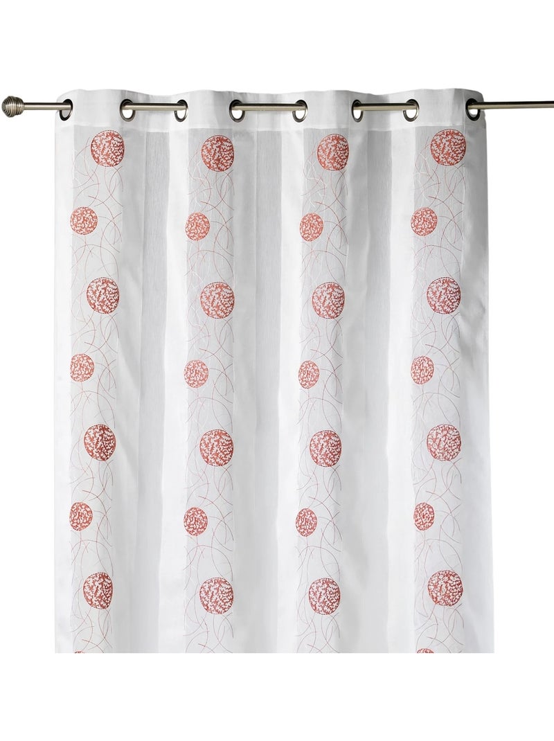 Tenda trasparente ricamata in organza con motivi circolari Rosso - Kiabi