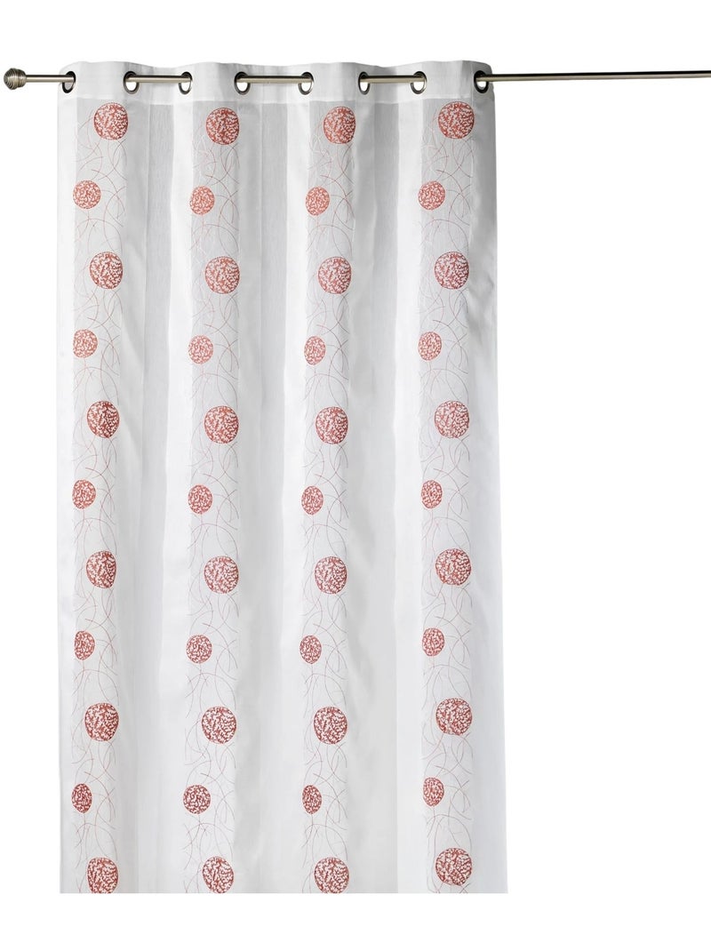 Tenda trasparente ricamata in organza con motivi circolari Rosso - Kiabi