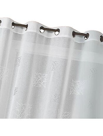 Tenda trasparente ricamata, pronta da appendere, con occhielli