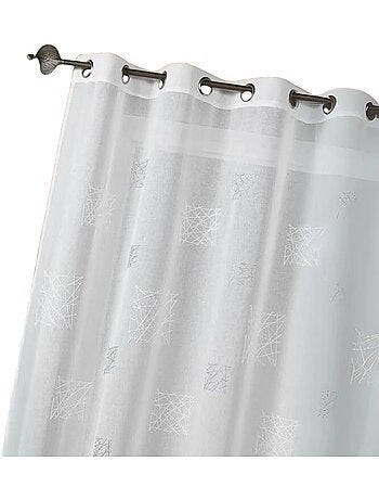 Tenda trasparente ricamata, pronta da appendere, con occhielli