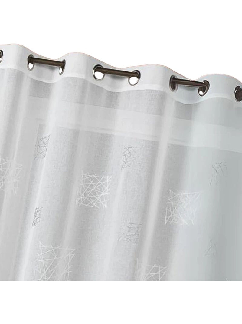 Tenda trasparente ricamata, pronta da appendere, con occhielli Bianco - Kiabi