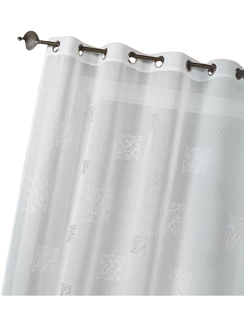 Tenda trasparente ricamata, pronta da appendere, con occhielli Bianco - Kiabi