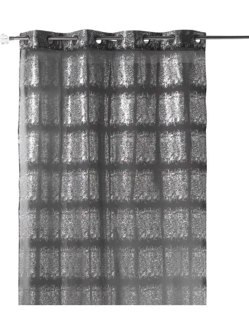 Tenda trasparente stampata con riflessi argentati Nero - Kiabi