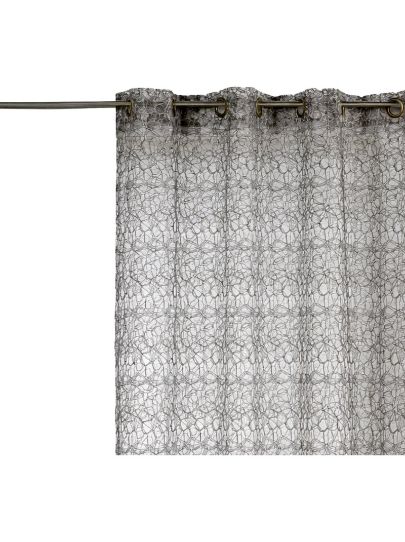 Tenda velata con ricamo tono su tono Grigio chiaro - Kiabi