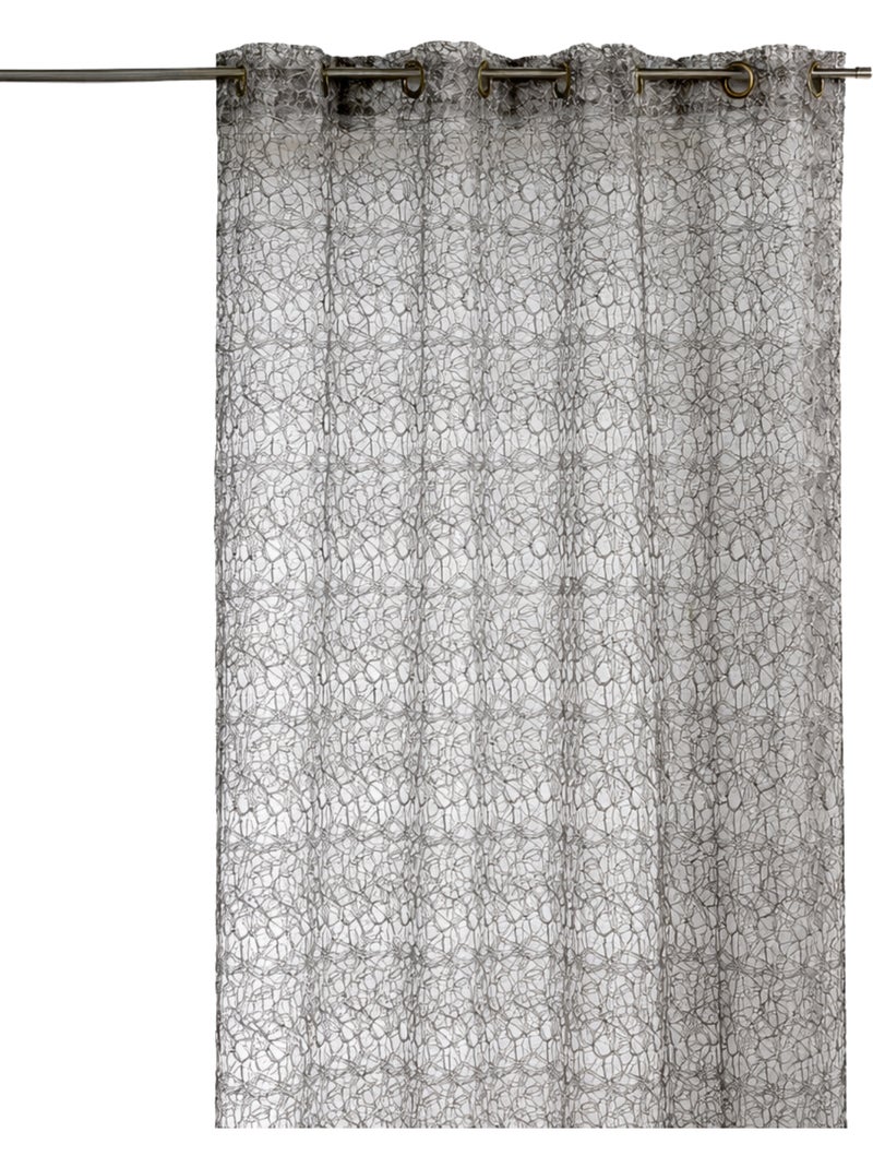Tenda velata con ricamo tono su tono Grigio chiaro - Kiabi