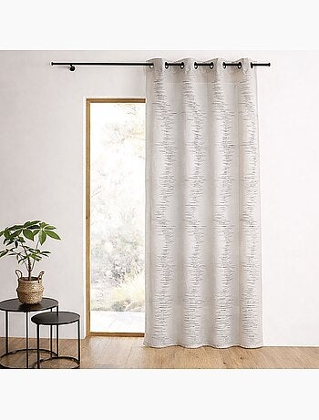 Tenda velata ricamata a zig zag con occhielli