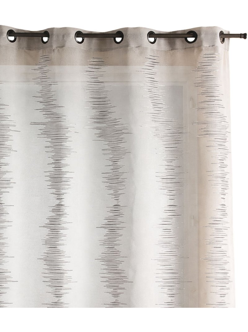 Tenda velata ricamata a zig zag con occhielli Grigio chiaro - Kiabi