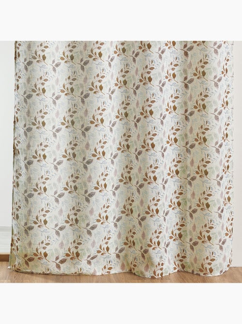 Tenda vetro poli-lino stampa motivo fogliame con occhielli - Kiabi Tenda vetro poli-lino stampa motivo fogliame con occhielli - Kiabi
