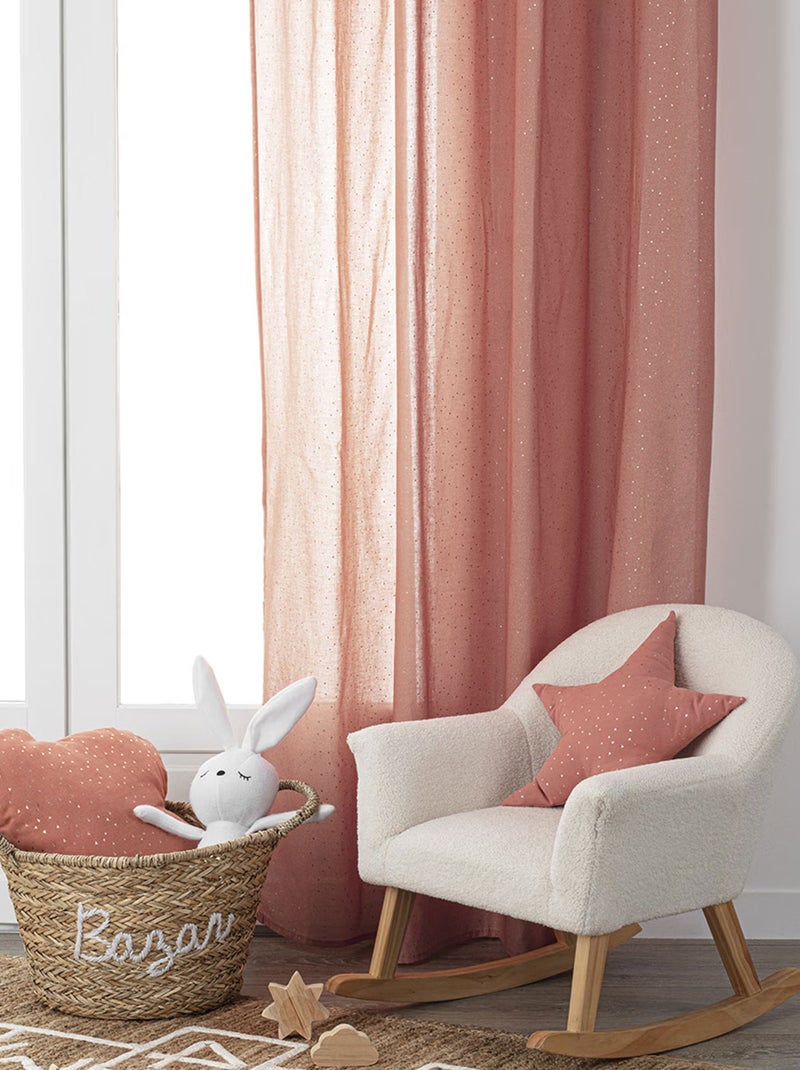 Tenda Voilage in garza di cotone con motivo lucido Terracotta - Kiabi