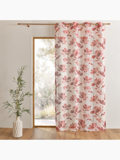 Tenda voile poly-lino stampata a motivo floreale con occhielli - Kiabi Tenda voile poly-lino stampata a motivo floreale con occhielli - Kiabi