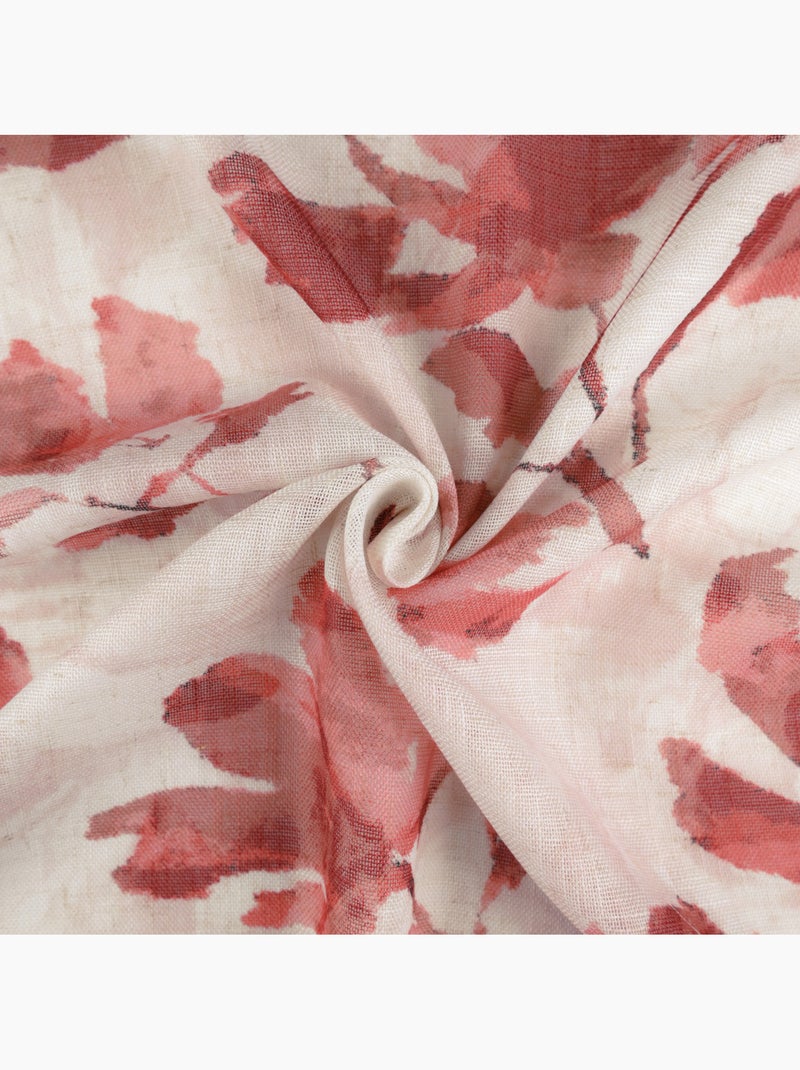 Tenda voile poly-lino stampata a motivo floreale con occhielli Bordeaux - Kiabi