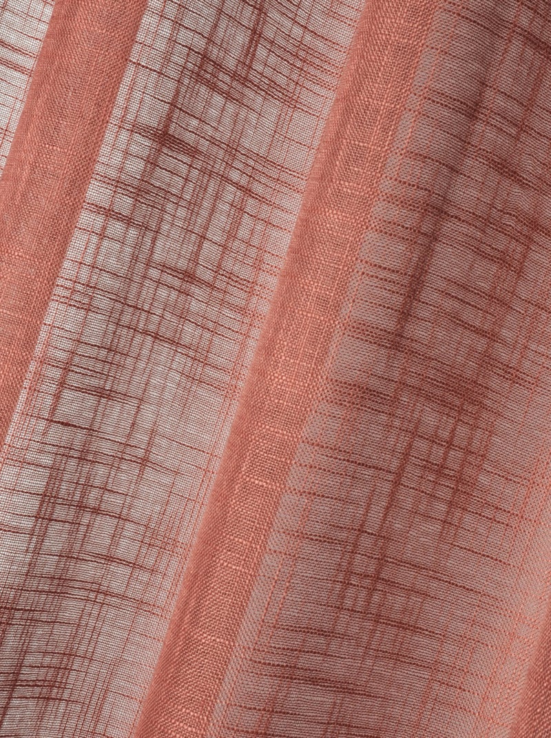 Tenda voile tinta unita con occhielli effetto lino Terracotta - Kiabi