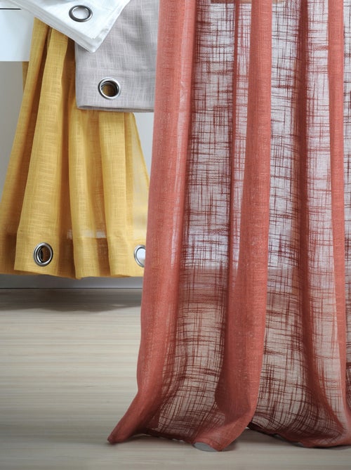 Tenda voile tinta unita con occhielli effetto lino - Kiabi