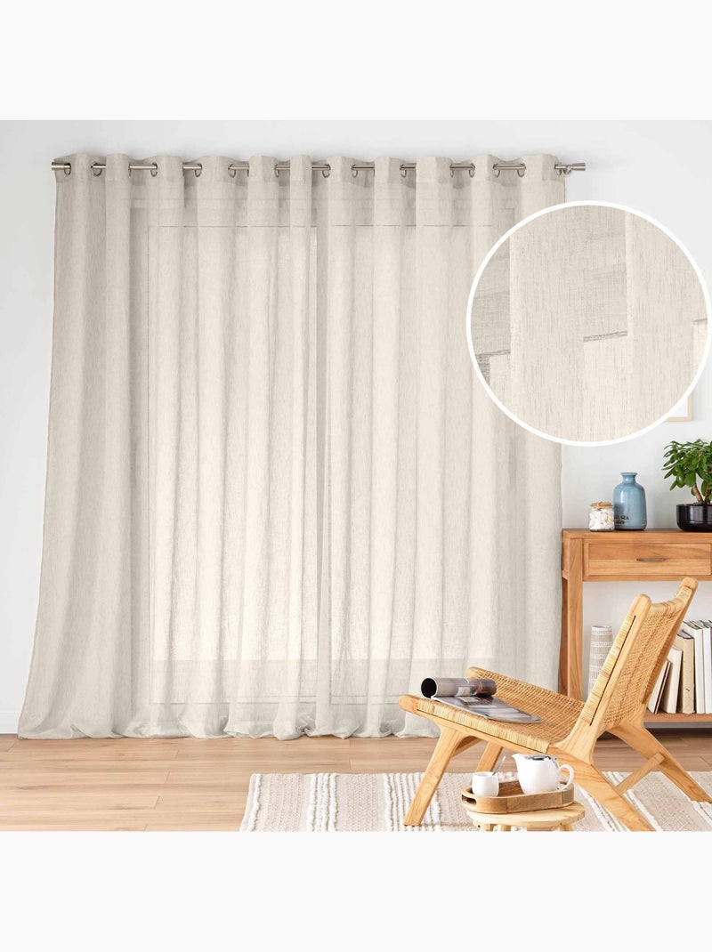 Tende di grande ampiezza con effetto lino intrecciato Beige chiaro - Kiabi