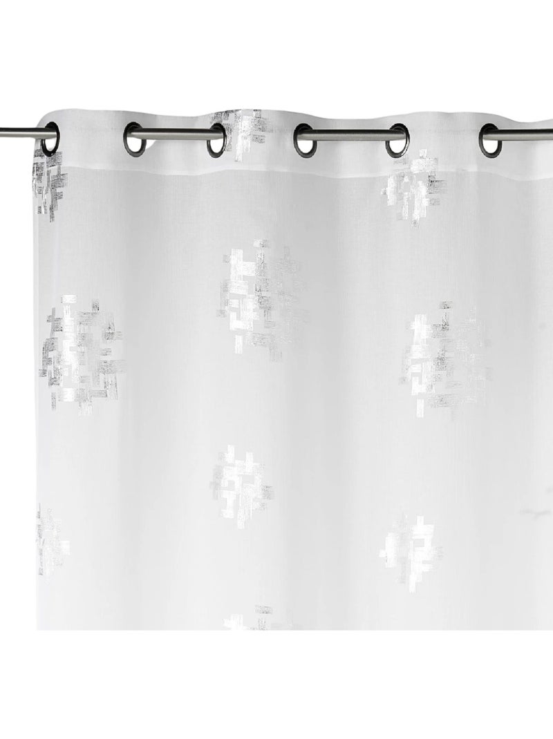 Tende effetto lino con stampe argentate Bianco - Kiabi