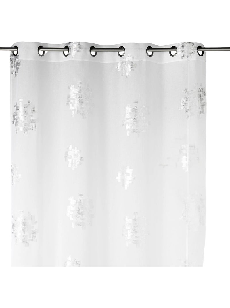 Tende effetto lino con stampe argentate Bianco - Kiabi