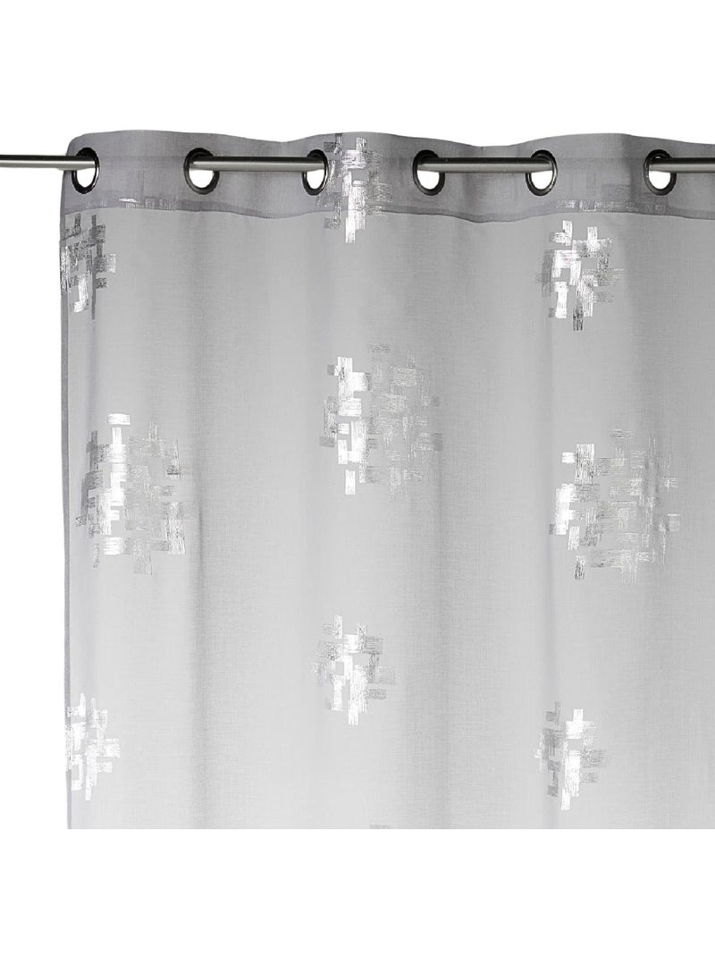Tende effetto lino con stampe argentate Grigio chiaro - Kiabi