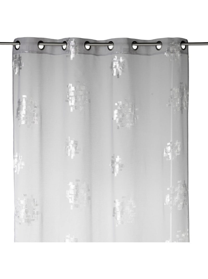 Tende effetto lino con stampe argentate Grigio chiaro - Kiabi