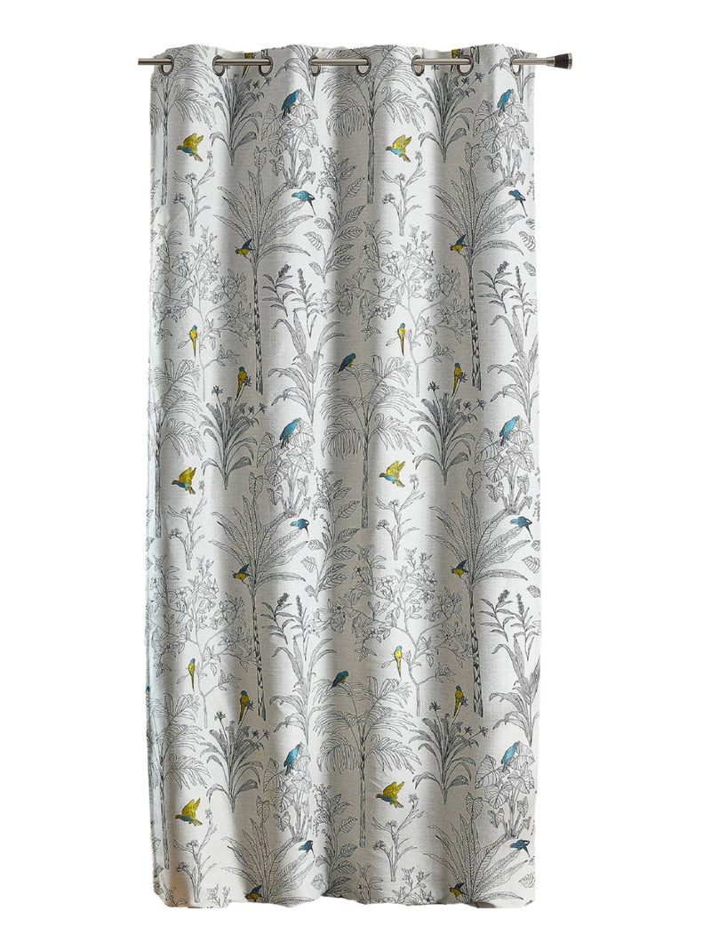 Tende Jacquard con stampa floreale e pappagalli Blu - Kiabi
