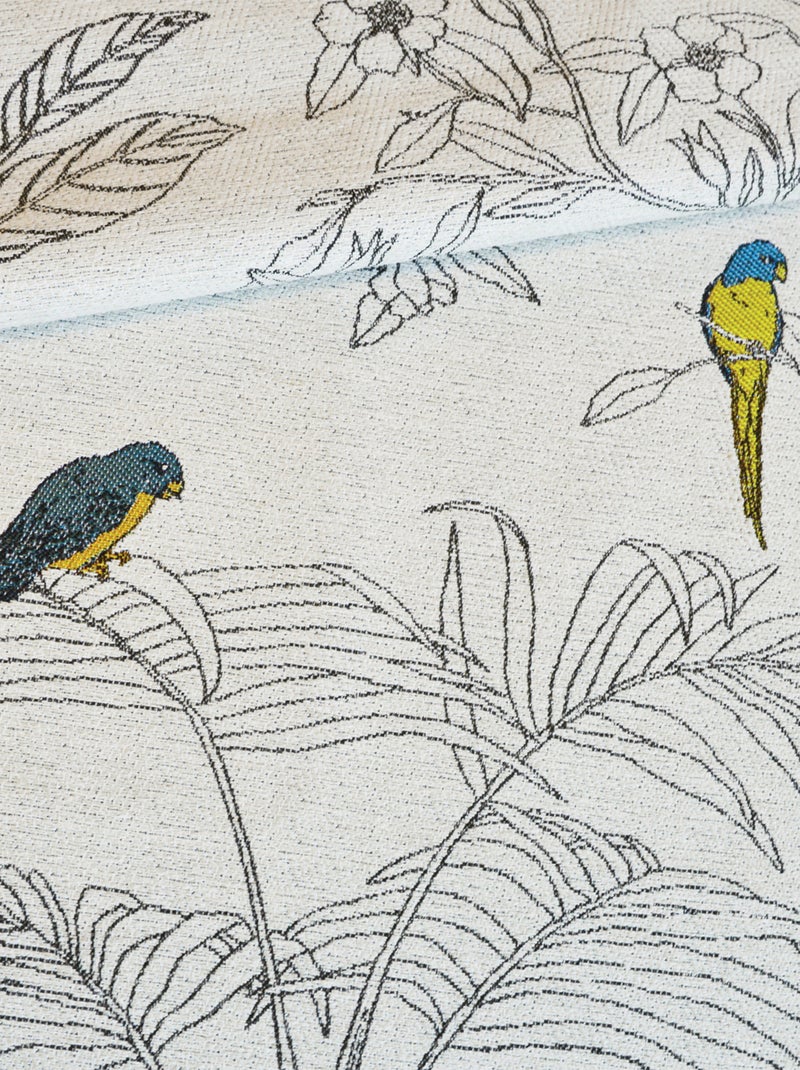 Tende Jacquard con stampa floreale e pappagalli Blu - Kiabi