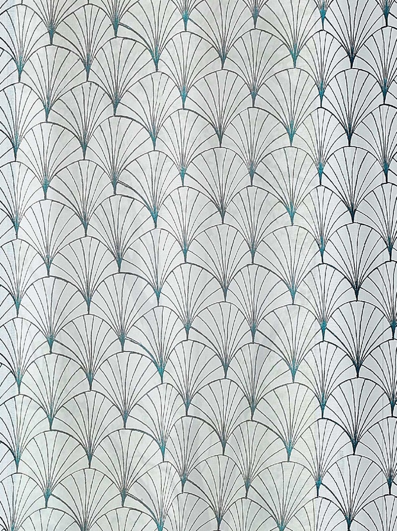 Tende ricamate in stile Art Déco Blu pavone - Kiabi