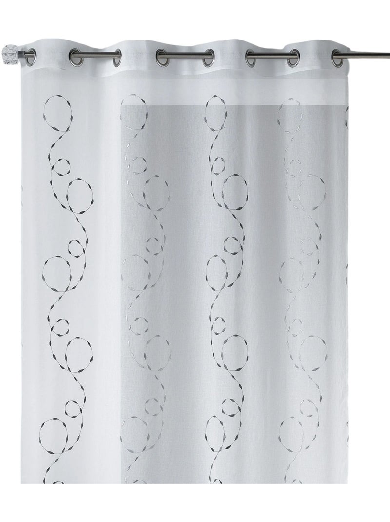 Tessuto leggero per tendine con ricami decorativi Grigio chiaro - Kiabi