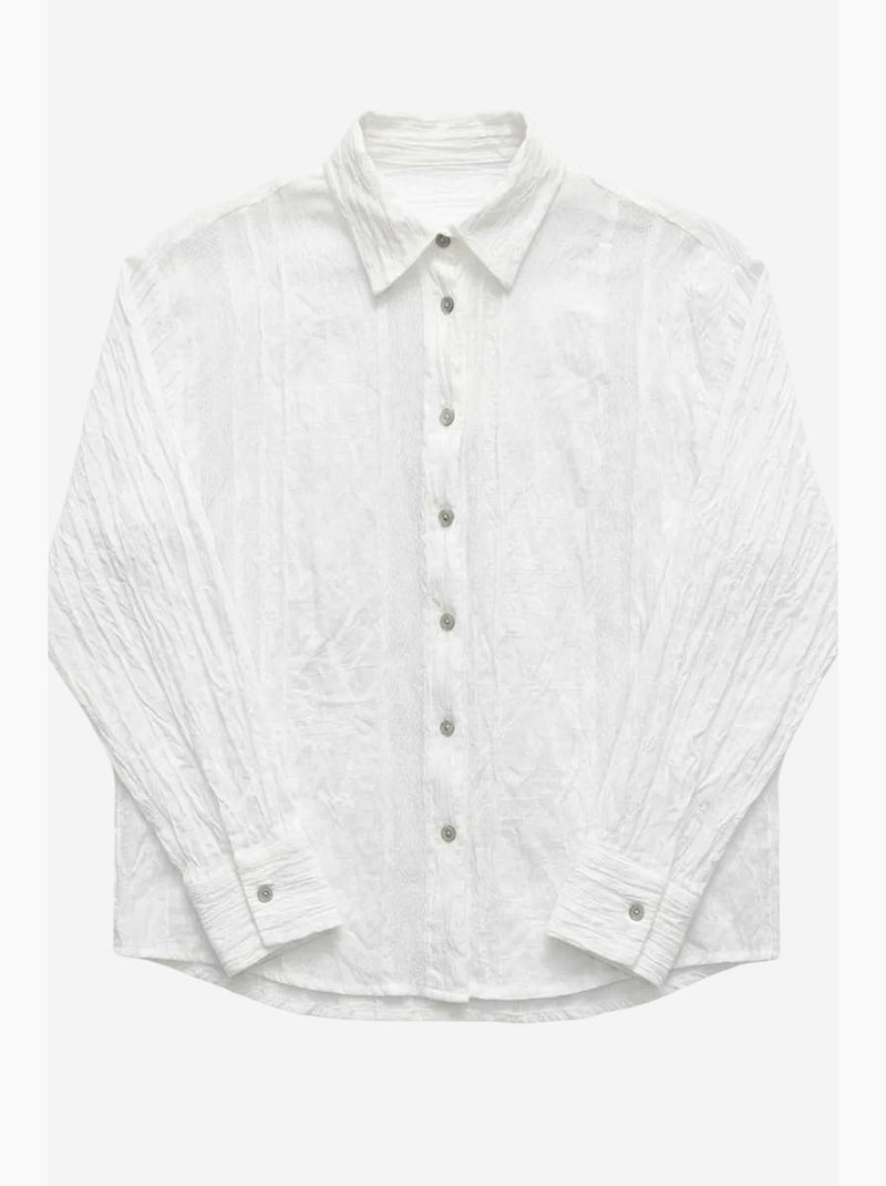 Textured woven button-up shirt my fashion Bianco - Kiabi