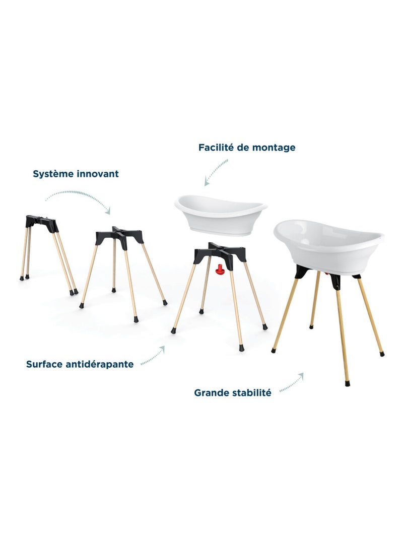 Thermobaby VASCO kit bagno 5 in 1 con sdraietta e termometro su piedistallo Bianco - Kiabi