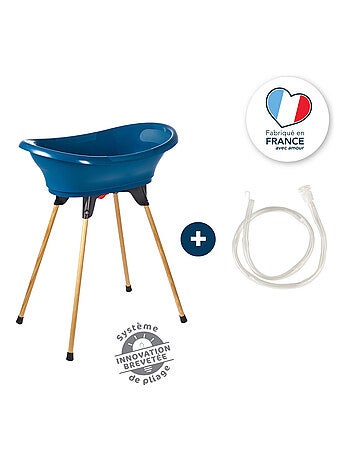 Kit per il bagno del bebè Thermobaby Vasco con supporto pieghevole e tubo di scarico