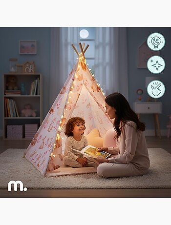 Tipi per bambini mamabrum – tenda da gioco con tappeto, cuscini e luci led dai 3 anni