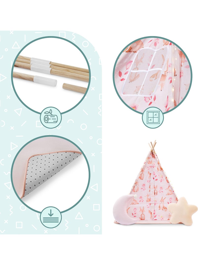 Tipi per bambini mamabrum – tenda da gioco con tappeto, cuscini e luci led dai 3 anni Rosa - Kiabi