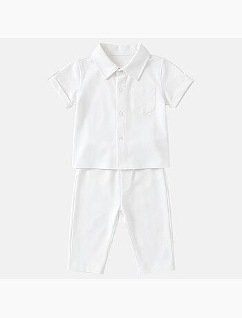 Tom Kids - Completo bambino cerimonia camicia manica corta e pantaloni
