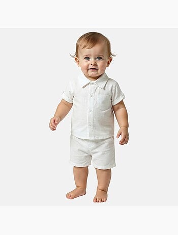 Tom Kids - Completo neonato bambino cerimonia battesimo camicia a maniche corte e pantaloncini
